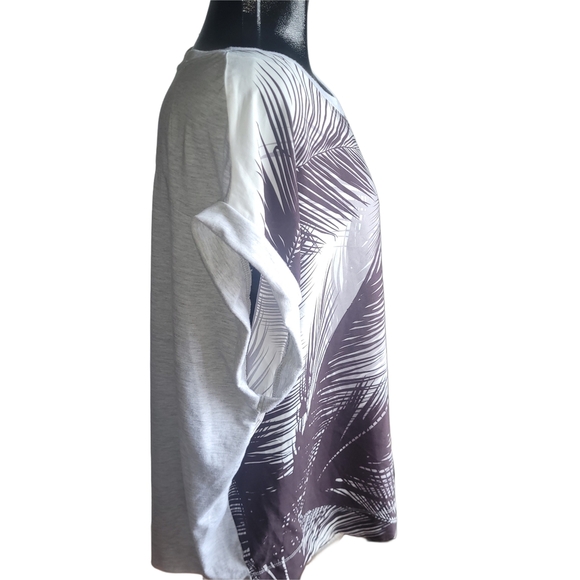 Attitude Black and Grey Palm Print Short Sleeve Top 3X - Picture 3 of 6